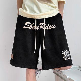 Drawstring Lettering Number Shorts