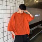 Distressed 3/4-sleeve Oversize T-shirt