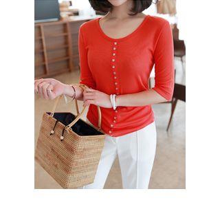 Buttoned Slim-fit T-shirt