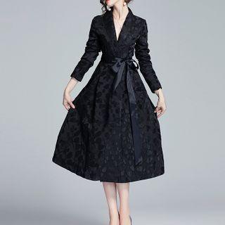 Floral Print Tie-waist Midi Coat
