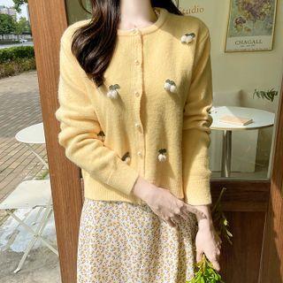 Cherry Pompom Fluffy Cardigan
