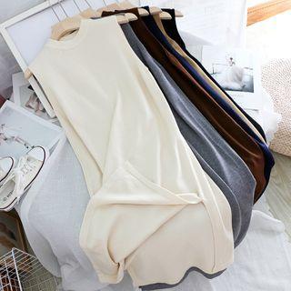 Crewneck Plain Sleeveless Split Dress