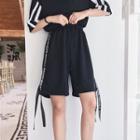Lettering Strap Drawstring Shorts