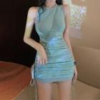 Drawstring Mini Bodycon Tank Dress Mint Green - One Size