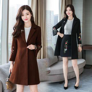 Set: Embroidered Coat + Mini A-line Skirt