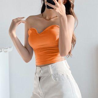 Skinny Deep V-neck Crop Tube Top In 5 Colors