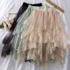 Lace-trim Asymmetric A-line Skirt