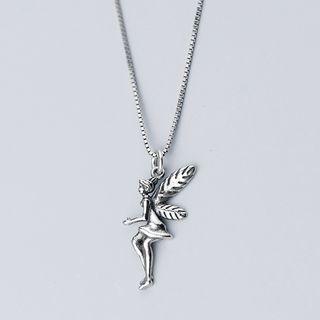 925 Sterling Silver Fairy Pendant Necklace S925 Silver Monochrome Pendant - One Size