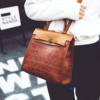 Croc Grain Pattern Satchel