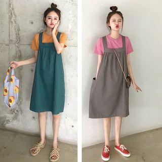 Plain Loose-fit Short-sleeve T-shirt / Loose-fit Jumper Dress