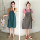 Plain Loose-fit Short-sleeve T-shirt / Loose-fit Jumper Dress