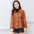 Double Breasted Faux Leather Jacket