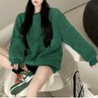Loose-fit Fleece Pullover Green - One Size