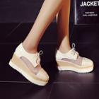 Mesh Panel Lace-up Platform Shoes