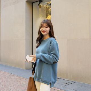 Brushed-fleece Lined Elbow-patch Sweatshirt