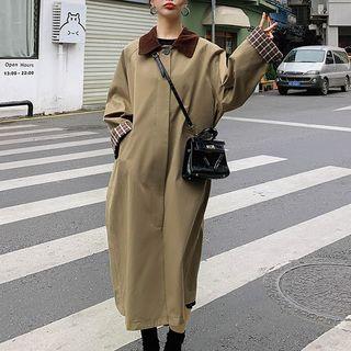 Single Breasted Plaid Lining Trench Coat