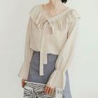 Ruffle Trim Bow-accent Blouse