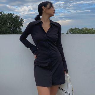 Cutout-back Slim-fit Long Shirt