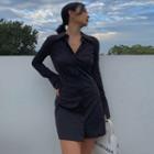 Cutout-back Slim-fit Long Shirt
