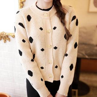 Crew-neck Dotted Cardigan