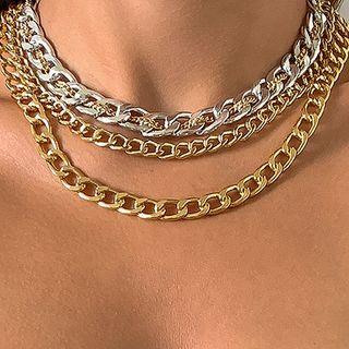 Layered Chain Necklace 2626 - Mixed Color - One Size