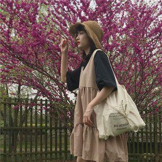 Mini Pinafore Dress Khaki - One Size