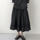 High-waist Embroidered Denim Skirt Skirt - One Size