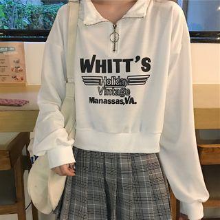 Half Zip Lettering Sweatshirt