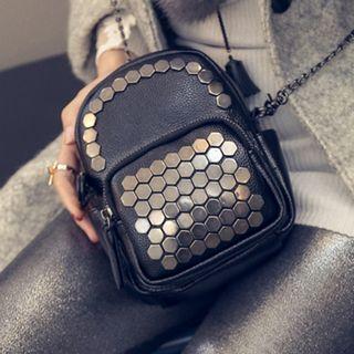 Studded Faux Leather Crossbody Bag