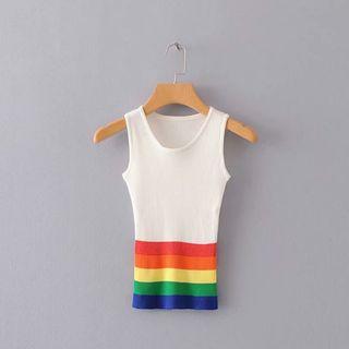 Rainbow Stripe Sleeveless Knit Top