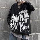 Lettering Print Single-breasted Blazer