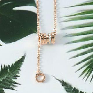 Alloy Rhinestone Pendant Necklace Tassel - One Size