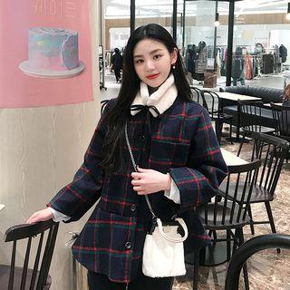 Ruffle-hem Plaid Coat