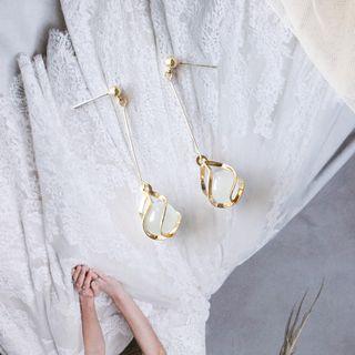 925 Sterling Silver Cat Eye Stone Drop Earring