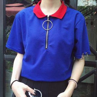 Hoop Detail Short Sleeve Polo Shirt