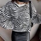 Zebra Print Oversize Pullover White - One Size