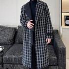 Long-sleeve Plaid Long Coat