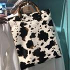 Bamboo Handle Milk Cow Shoulder Bag As Shown In Figure - One Size