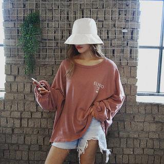 Lettering Scoop-neck Oversized Sweatshirt