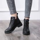 Rhinestone Lettering Lace-up Ankle Boots