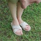 Cross-strap Linen Blend Sandals