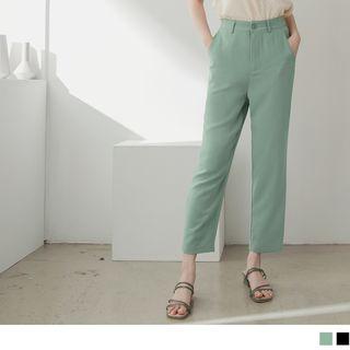 High-waist Straight-cut Chiffon Pants