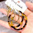Set: Acrylic / Alloy Hoop Earring (assorted Designs) 3 Pairs - As Shown In Figure - One Size