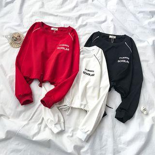 Drawstring Lettering Sweatshirt