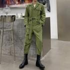 Pocket Detail Long-sleeve Jumpsuit
