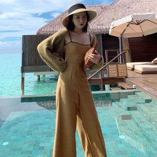 Strappy Wide Leg Jumpsuit / Cardigan