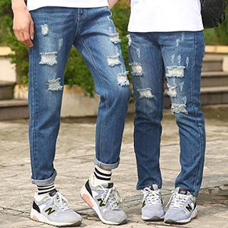Distressed Couple Jeans