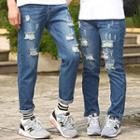 Distressed Couple Jeans