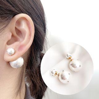 Rhinestone Faux Pearl Through & Through Earring 1 Pair - As Shown In Figure - One Size
