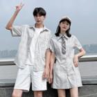 Couple Matching Plaid Short-sleeve Dress / Shirt / Plain Shorts